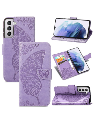 Samsung S21 Plus Plånboksfodral PU-Läder 4-FACK Motiv Fjäril