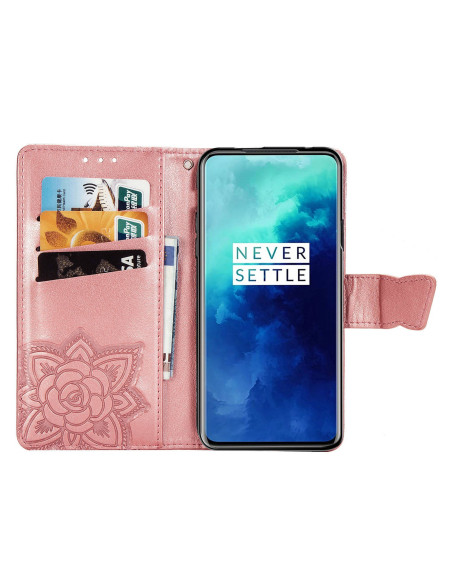 OnePlus 7 Pro / 7T Pro Plånboksfodral PU-Läder 4-FACK Motiv Fjäril
