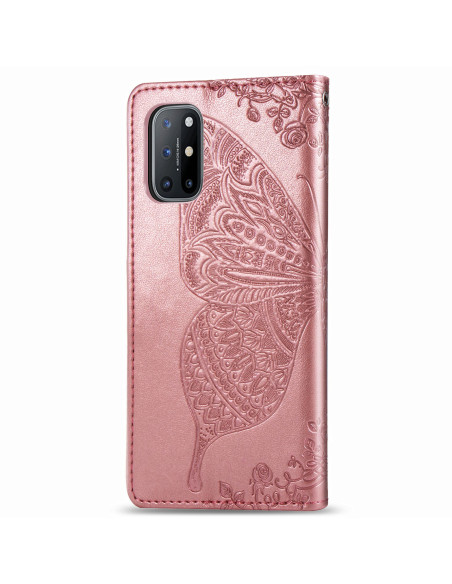 OnePlus 8T Plånboksfodral PU-Läder 4-FACK Motiv Fjäril