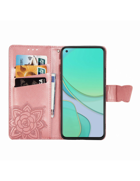OnePlus 8T Plånboksfodral PU-Läder 4-FACK Motiv Fjäril