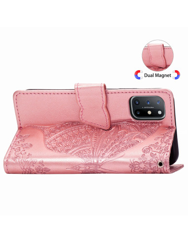 OnePlus 8T Plånboksfodral PU-Läder 4-FACK Motiv Fjäril