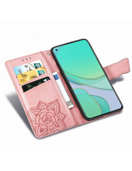 OnePlus 8T Plånboksfodral PU-Läder 4-FACK Motiv Fjäril