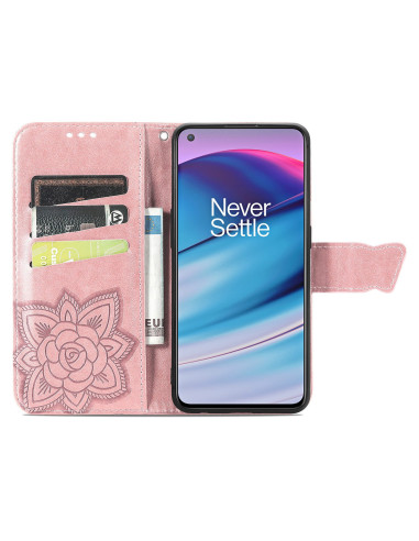 OnePlus Nord CE 5G Plånboksfodral PU-Läder 4-FACK Motiv Fjäril