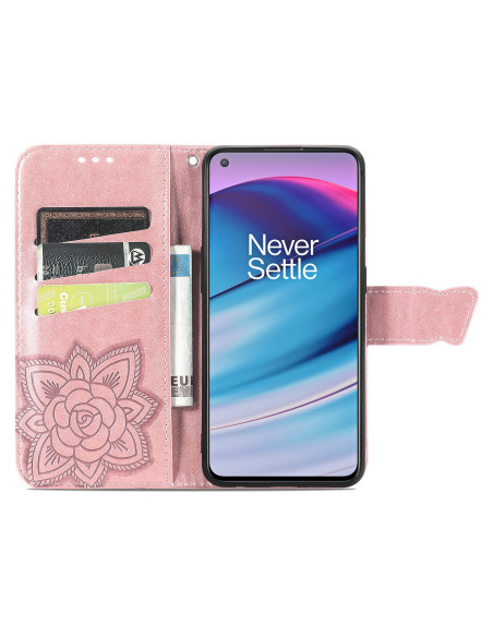 OnePlus Nord CE 5G Plånboksfodral PU-Läder 4-FACK Motiv Fjäril