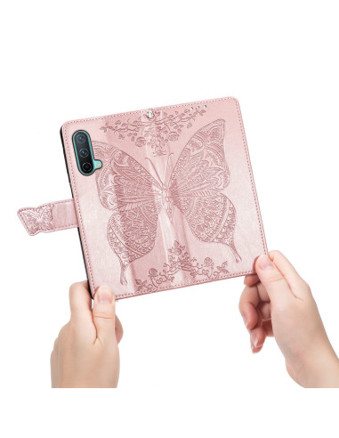 OnePlus Nord CE 5G Plånboksfodral PU-Läder 4-FACK Motiv Fjäril