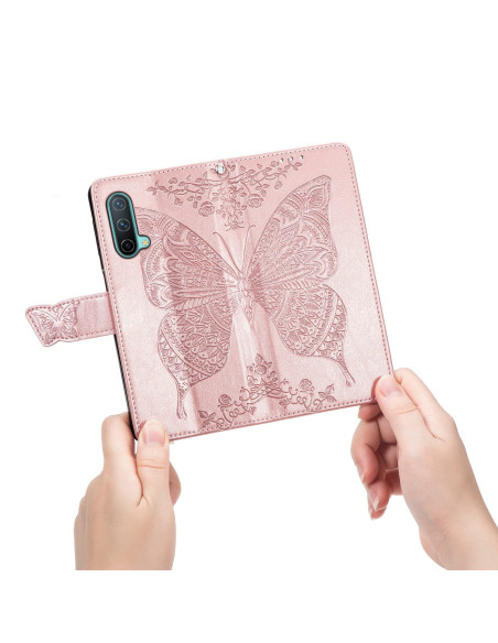 OnePlus Nord CE 5G Plånboksfodral PU-Läder 4-FACK Motiv Fjäril