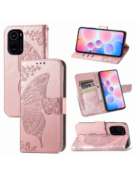 Xiaomi Mi 11i Plånboksfodral PU-Läder 4-FACK Motiv Fjäril