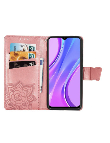 Xiaomi Redmi 9 Plånboksfodral PU-Läder 4-FACK Motiv Fjäril