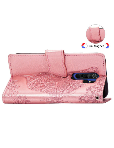 Xiaomi Redmi 9 Plånboksfodral PU-Läder 4-FACK Motiv Fjäril