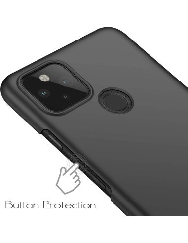 Mattsvart skal för Google Pixel 4a 5G med fokus på knappsäkerhet och kameraöppning