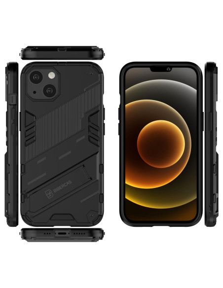 iPhone 13 Mini ThinArmor V2-skal i svart, visad framifrån med telefon monterad