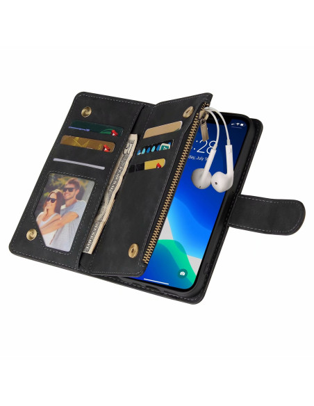 iPhone 13 Pro Multifunktionellt Plånboksfodral Zipper 8-Fack