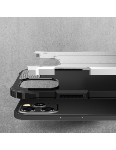 Detaljvy av SlimArmor skal för iPhone 13 med fokus på förstärkta hörn och texturerad yta