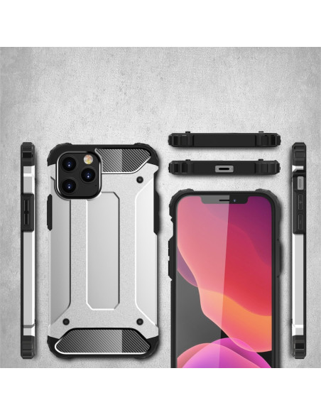 SlimArmor skal för iPhone 13 i silver med monterad vy och detaljerad design
