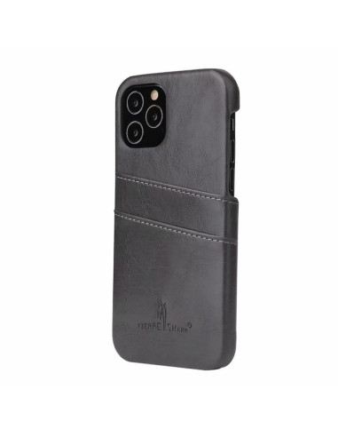 Svart korthållarskal i retrostil för iPhone 13 Pro Max, sett från sidan