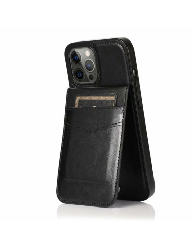 iPhone 13 Pro mobilskal med retrodesign, sett från sidan med kortfack synligt