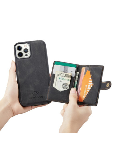 iPhone 13 Pro Max Stöttåligt Skal med Magnetisk Korthållare JeeHood