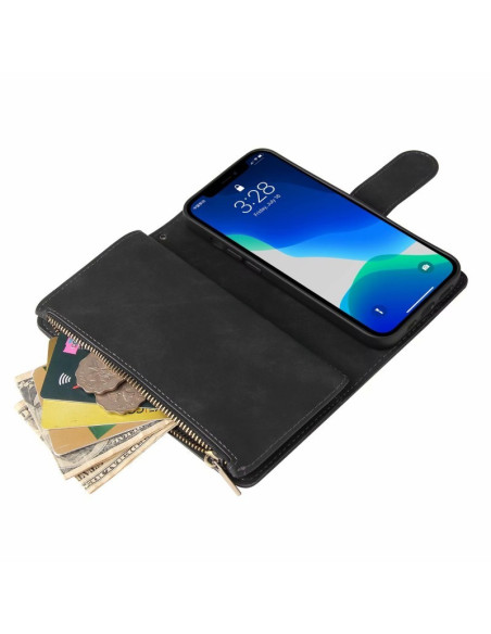 iPhone 13 Pro Max Multifunktionellt Plånboksfodral Zipper 8-Fack