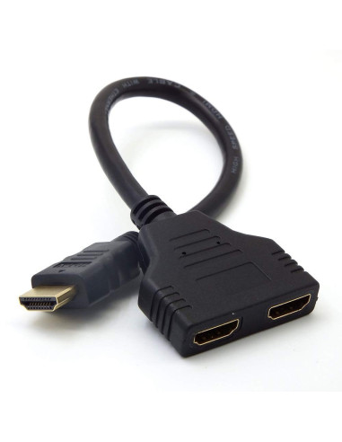 HDMI-hane till dubbla HDMI-hona adapter med svart kabel