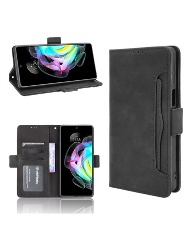 Svart plånboksfodral för Motorola Edge 20 med kortfack och öppet läge