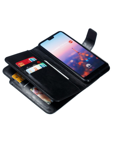 Svart plånboksfodral för Huawei P20 Pro med öppet lock och kortfack