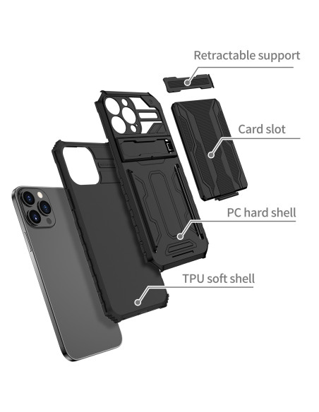 iPhone 13 Pro Stöttåligt Skal Kickstand &amp; Kortfack ThinArmor V3