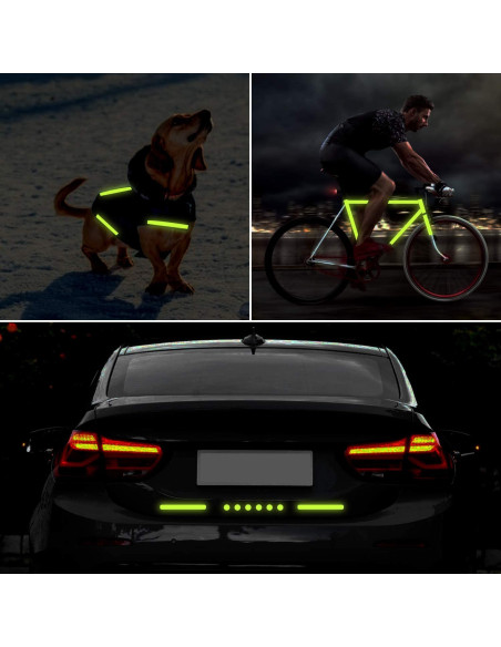 Reflextejp i användning på cykel och bil, synlig i mörker