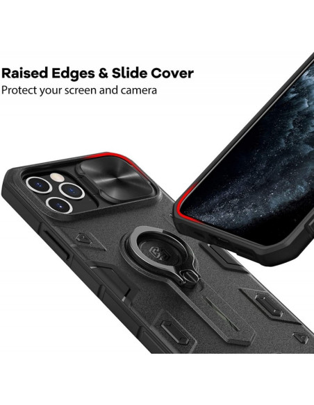 Närbild av iPhone 13 Pro skal med ringhållare och förstärkta kanter