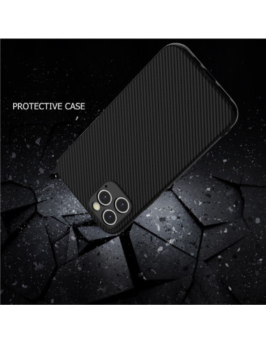 iPhone 13 Pro Max FullCarbon V2-skal sett från sidan med textur och kamerautskärning