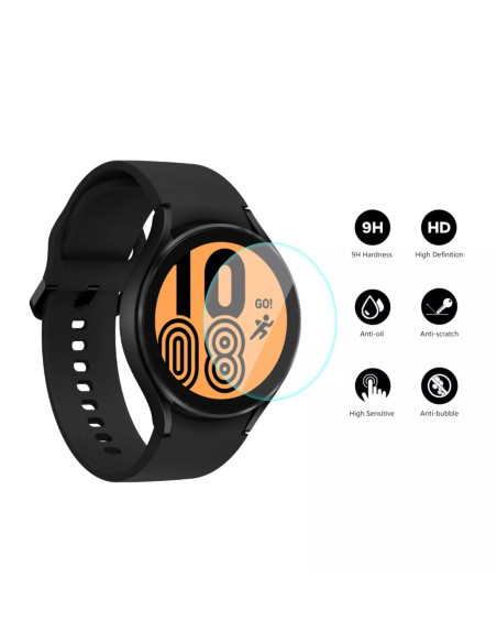 Galaxy Watch 4 42mm med härdat glas, visande en färgglad display och skydd mot repor