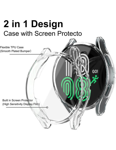 2-PACK Heltäckande Galaxy Watch 4 40mm Ultratunnt TPU Skal Liquid