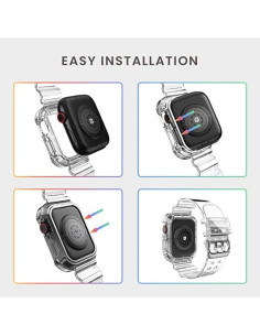 Apple Watch 42/44/45mm Stöttåligt &amp; Genomskinligt Armband
