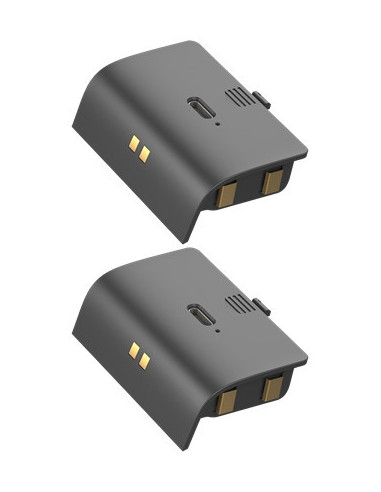 Närbild av två uppladdningsbara batteri-pack för Xbox Series X kontroller