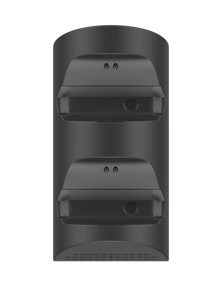 Översikt av Xbox Series X laddningstation med två fack för kontroller, sett uppifrån