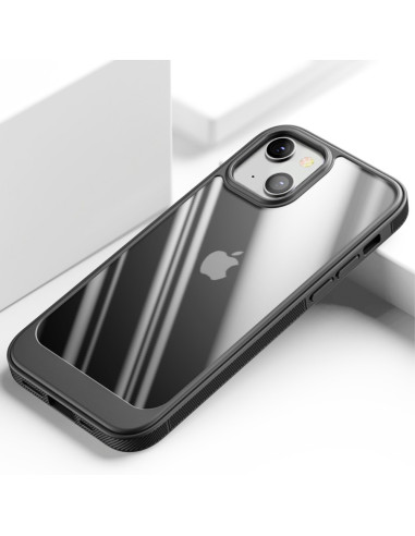 iPhone 12 Mini skal i TPU med transparent baksida, sett snett bakifrån