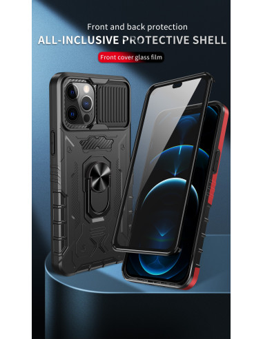 Svart heltäckande TPU-skal för iPhone 12 Pro Max med CamShield och skyddande framsida