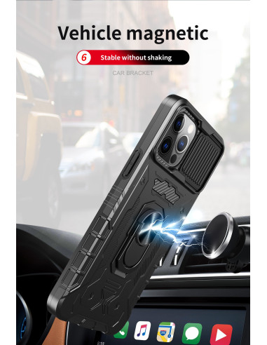 iPhone 12 Pro Max skal med CamShield monterat i bil med magnetisk hållare