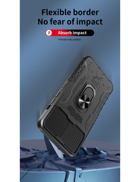 iPhone 12 Pro Max skal med CamShield, visat från sidan med fokus på flexibla kanter och detaljerad design