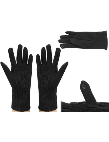 Svarta touchhandskar med värmeöverdrag, visade framifrån och från sidan