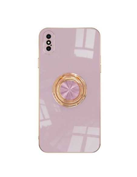 Baksidan av iPhone X / XS skal med ringhållare i lila och guld