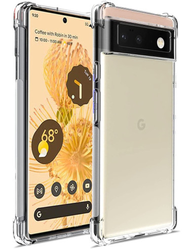 Transparent skal för Google Pixel 6 Pro med förstärkta hörn, sett från sidan