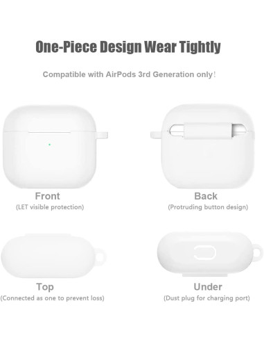 Silikonfodral för Airpods 3 sett från sidan med öppet lock och tydlig gångjärnsdesign