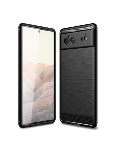 SlimCarbon-skalet för Google Pixel 6 Pro, sett från sidan med kameraskydd och texturerad yta