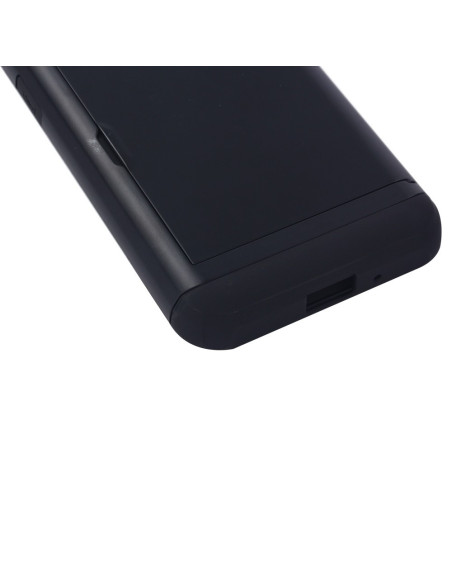 Närbild av svart stöttåligt skal för Samsung J5 2016 med kortfack, visat från sidan