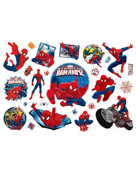 Ark med 15 Spiderman-tatueringar i olika motiv och storlekar