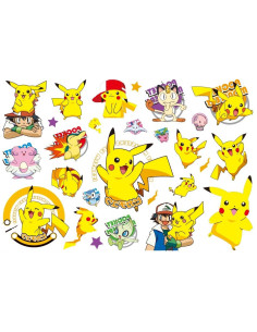 Ark med 15 olika Pokemon-tatueringar, inklusive Pikachu och andra karaktärer