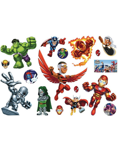 Ark med 15 olika Avengers-tatueringar i färgglada motiv