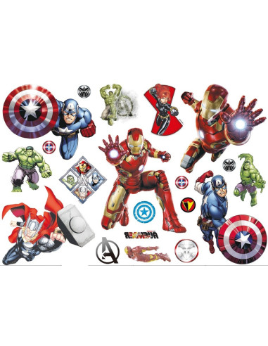 Ark med 15 olika Avengers-tatueringar i färgglada motiv