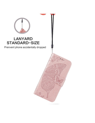 Samsung S22 Plus Plånboksfodral PU-Läder 4-FACK Motiv Fjäril