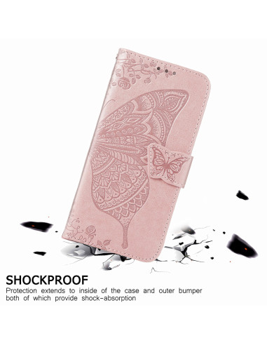 Samsung S22 Plus Plånboksfodral PU-Läder 4-FACK Motiv Fjäril